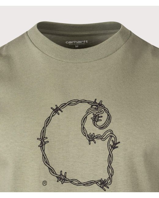 Carhartt Green Loose Fit Barbwire C T-Shirt for men