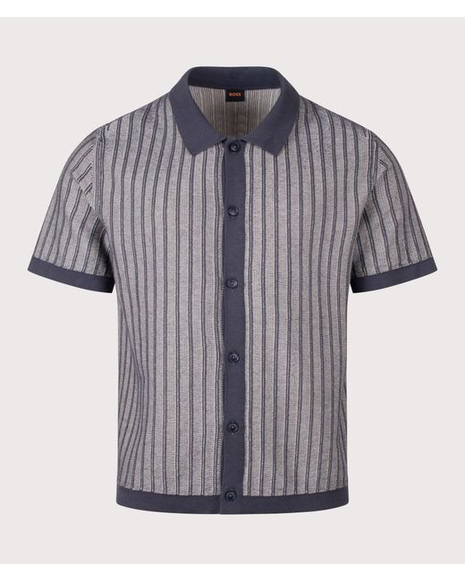 Boss Blue Relaxed Fit Kodd Knitted Polo Shirt for men