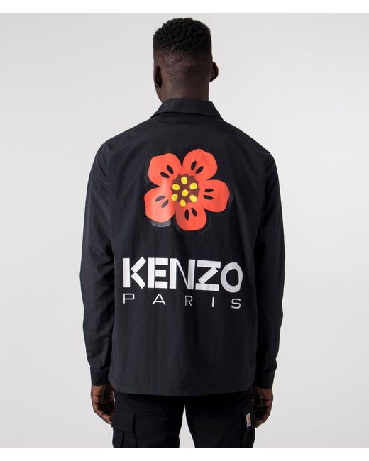 KENZO Black Relaxed Fit Lightweight Boke Flower Coach Jacket for men