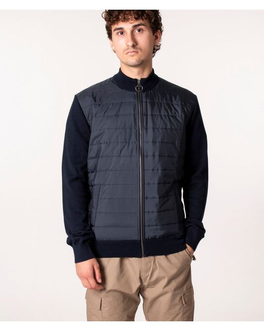 Barbour Blue Zip Through Carn Baffle Hybrid Jacket for men