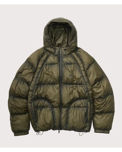 Represent Green Translucent Hooded Puffer Coat for men