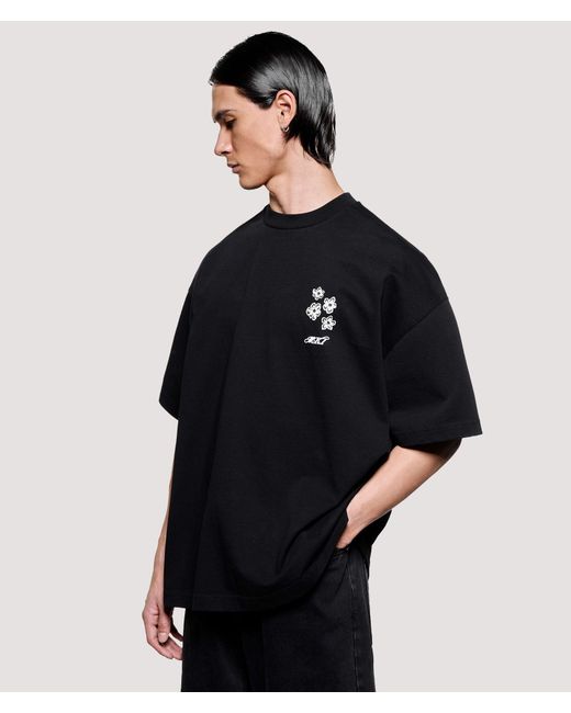MKI Miyuki-Zoku Black Box Fit Hibiscus T-Shirt for men
