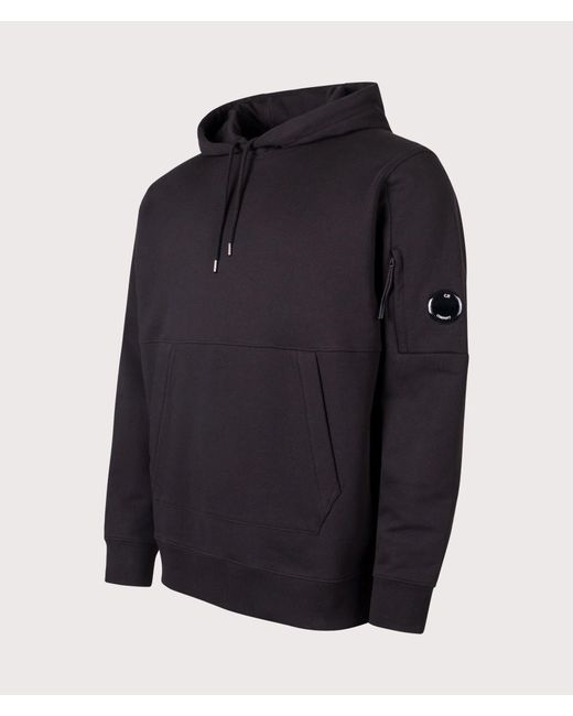 C P Company Blue Diagonal Raised Fleece Lens Hoodie for men