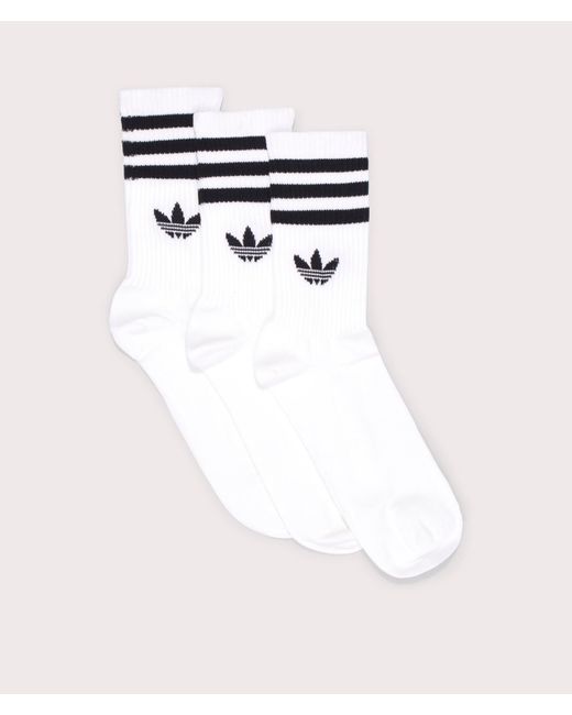 Adidas Originals White 3 Pack 3 Stripes Crew Socks for men