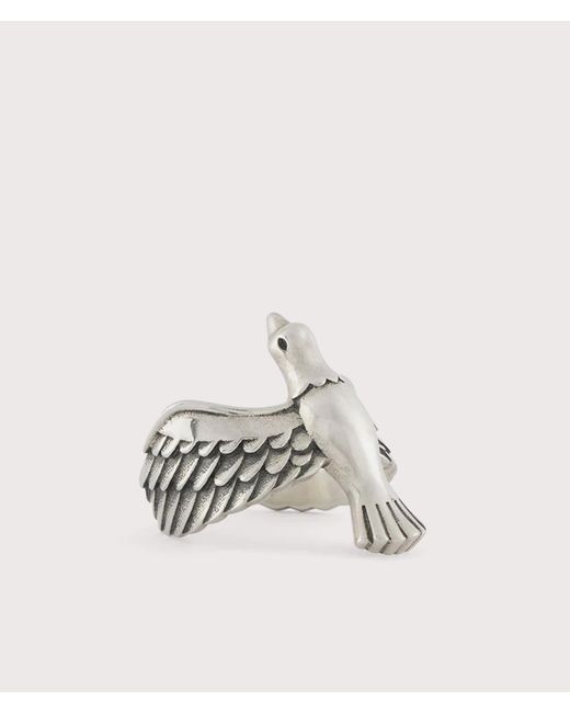 Serge Denimes Natural Silver Dove Ring for men