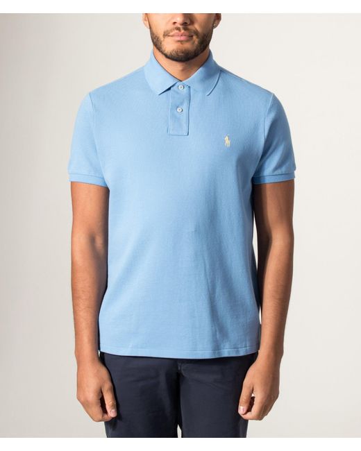 Polo Ralph Lauren Blue Custom Slim Fit Mesh Polo Shirt for men