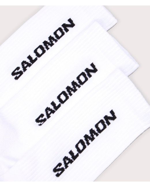 Salomon White 3 Pack Everyday Crew Socks for men