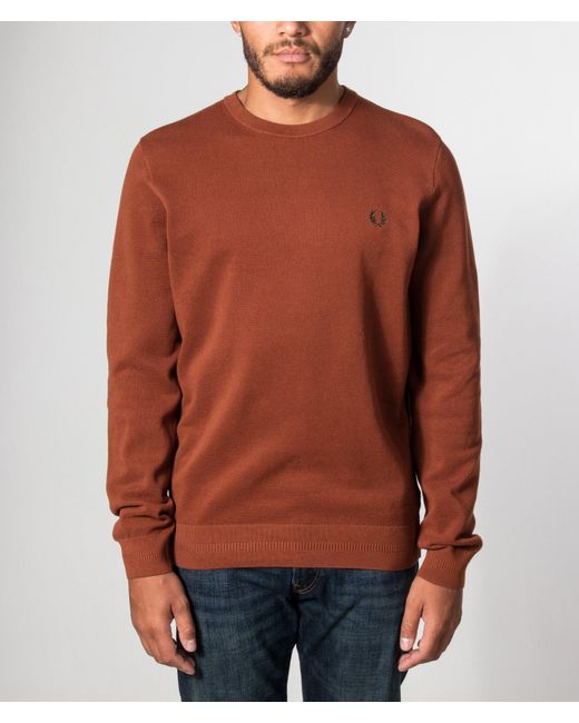 Fred Perry Brown Regular Fit Piqué Stitch Jumper for men