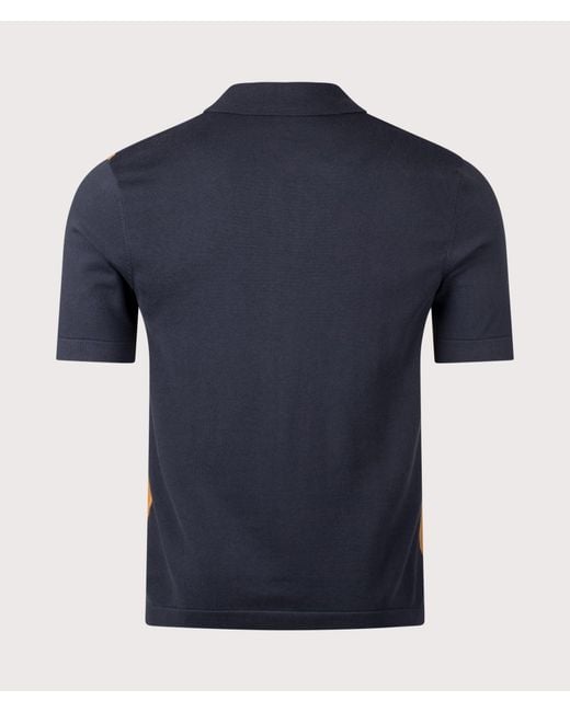 Fred Perry Blue Regular Fit Argyle Button Through Knitted Shirt for men