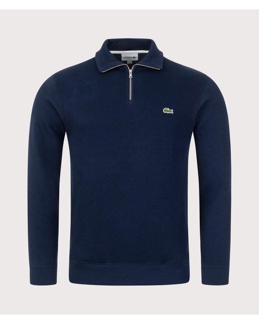 Lacoste Blue Quarter Zip Croc Logo Sweatshirt for men
