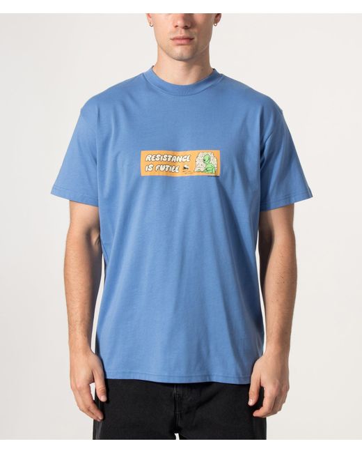 Carhartt Blue Loose Fit Bumper Stickers T-Shirt for men