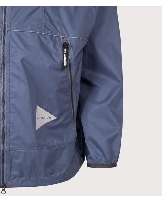 And Wander Blue Regular Fit Pertex Wind Jacket for men