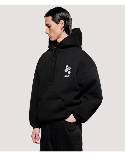 MKI Miyuki-Zoku Black Box Fit Hibiscus Hoodie for men