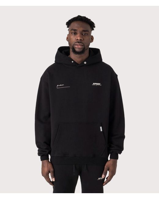 Represent Black Oversized Patron Of The Club Hoodie for men