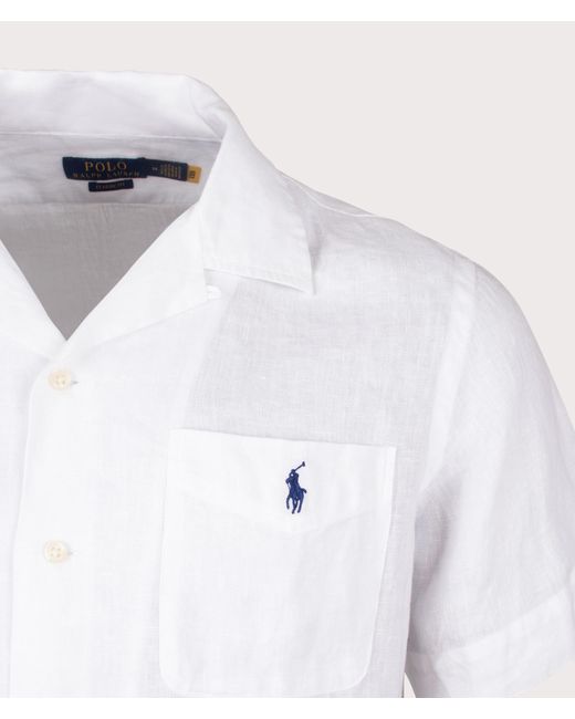 Polo Ralph Lauren White Linen Short Sleeve Shirt for men
