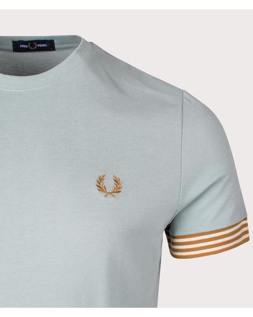 Fred Perry Gray Striped Cuff T-shirt for men