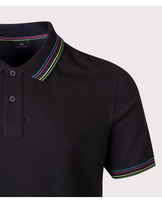 Paul Smith Black Regular Fit Tipped Polo Shirt for men
