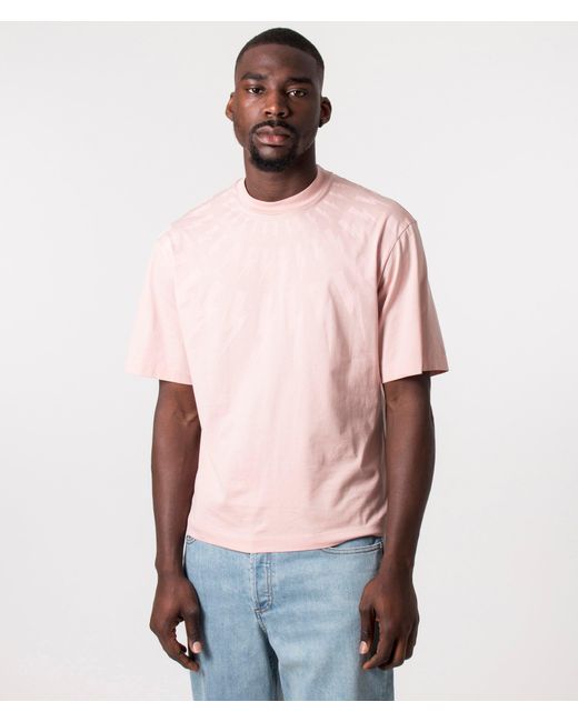 Neil Barrett Pink Fair Isle Thunderbolt T-shirt for men