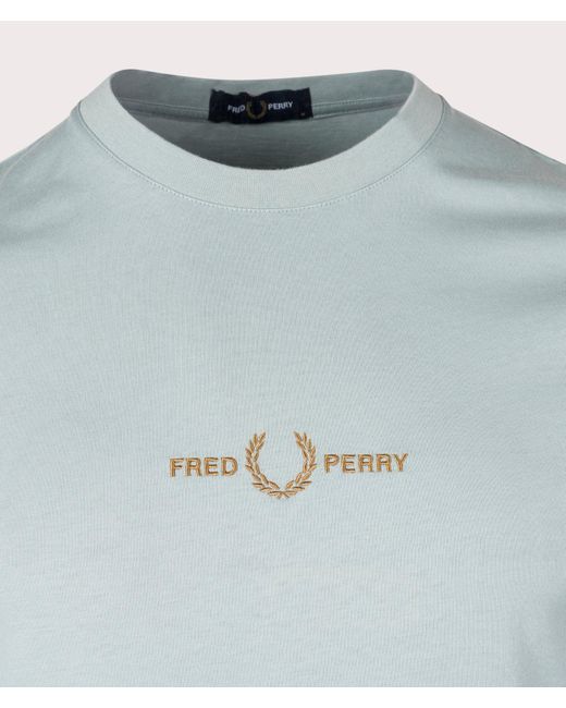 Fred Perry Blue Embroidered T-shirt for men