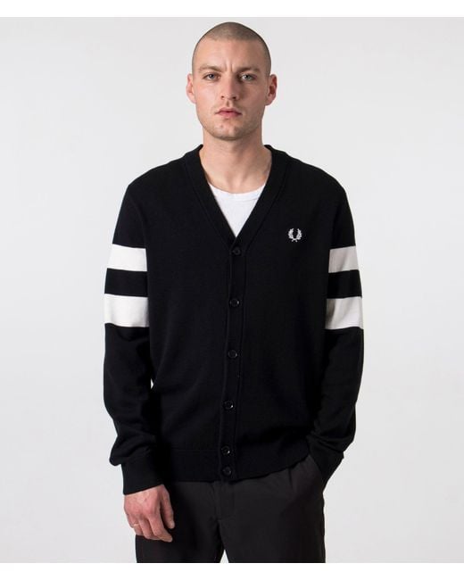 Fred Perry Black Tipped Sleeve Cardigan for men