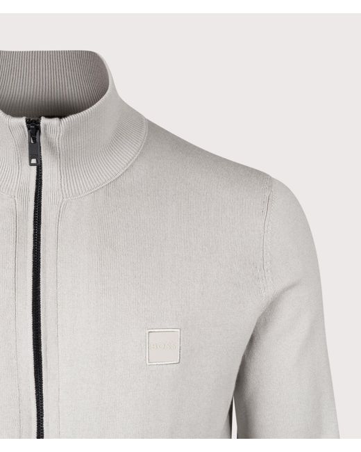 Boss Gray Regular Fit Kanozip Zip Through Jumper for men