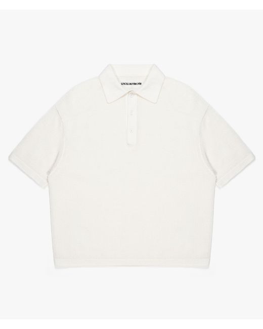 MKI Miyuki-Zoku White Oversized Loose Gauge Polo Shirt for men