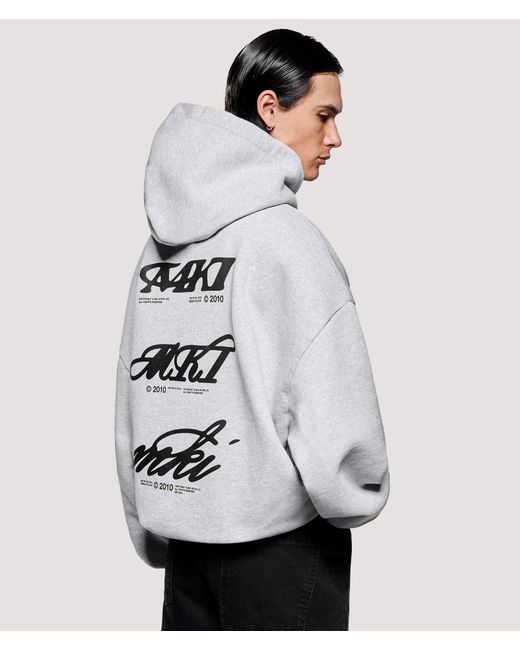 MKI Miyuki-Zoku Gray Box Fit Stack Hoodie for men