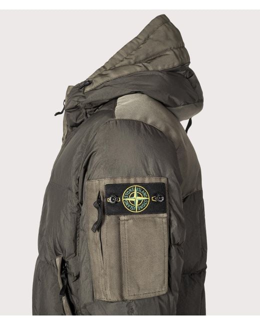 Stone Island Gray Garment Dyed Crinkle Reps Ny Down Jacket for men
