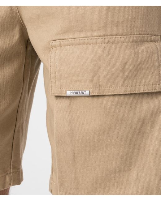 Represent Natural Oversized Cotton Cargo Shorts for men
