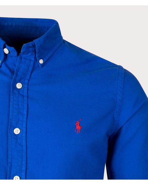 Polo Ralph Lauren Blue Slim Fit Garment-dyed Oxford Shirt for men