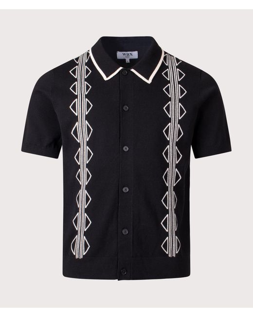 Wax London Black Tellaro Flower Jacquard Short Sleeve Shirt for men