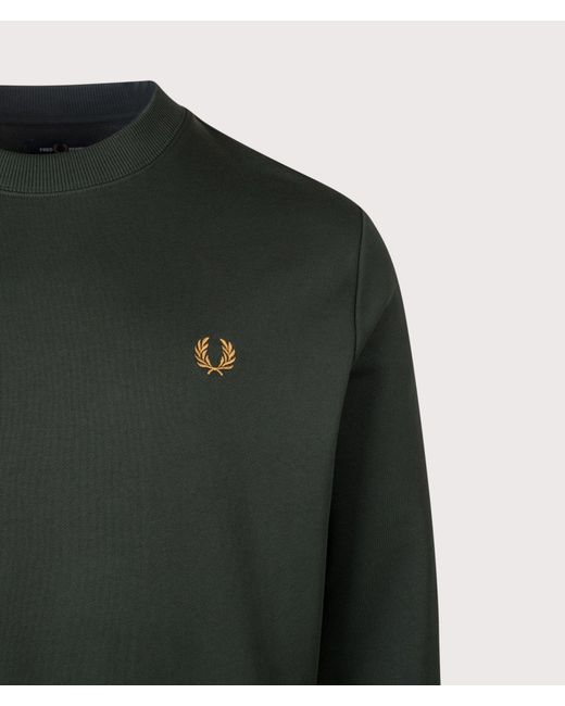 Fred Perry Green Regular Fit Crew Neck Sweatshirt for men