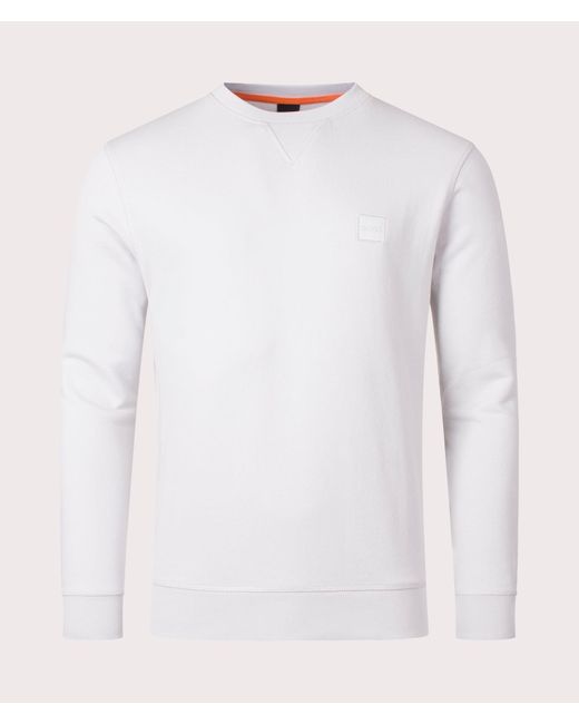 Boss White Relaxed Fit Westart Sweatshirt for men