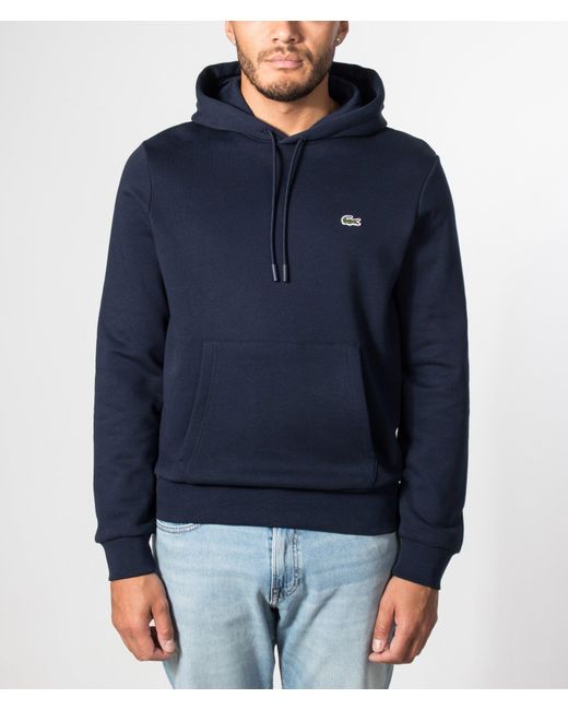 Lacoste Blue Relaxed Fit Brushed Fleece Hoodie for men