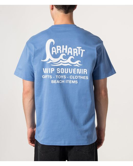 Carhartt Blue Loose Fit Waves T-Shirt for men