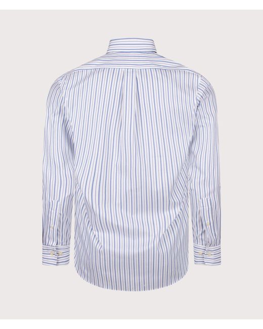 Polo Ralph Lauren Blue Custom Fit Striped Pinpoint Oxford Shirt for men