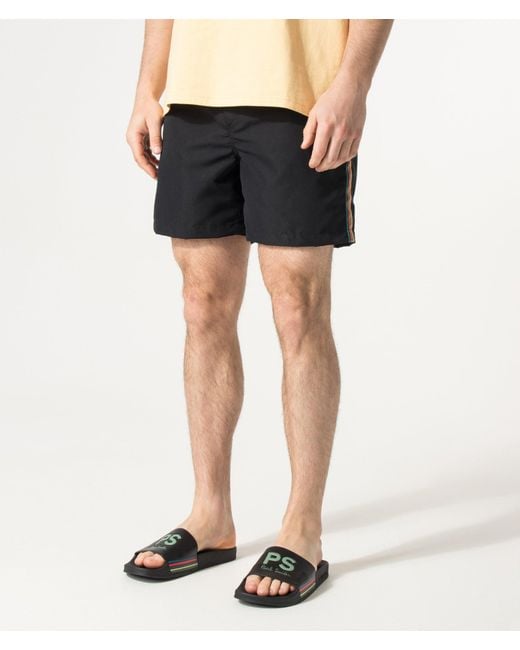 Paul Smith Black Regular Fit Signature Stripe Swim Shorts for men