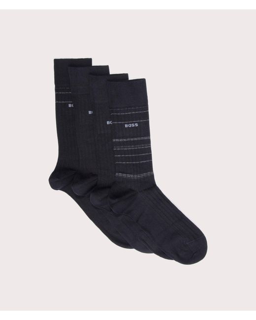 Boss Blue 4 Pack Rs Rib Socks for men