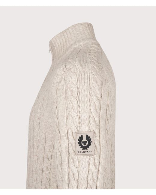 Belstaff Natural Regular Fit Westport Quarter Zip Jumper for men