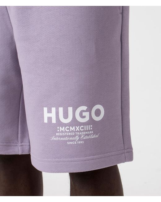 HUGO Purple Relaxed Fit Nomario Sweat Shorts for men