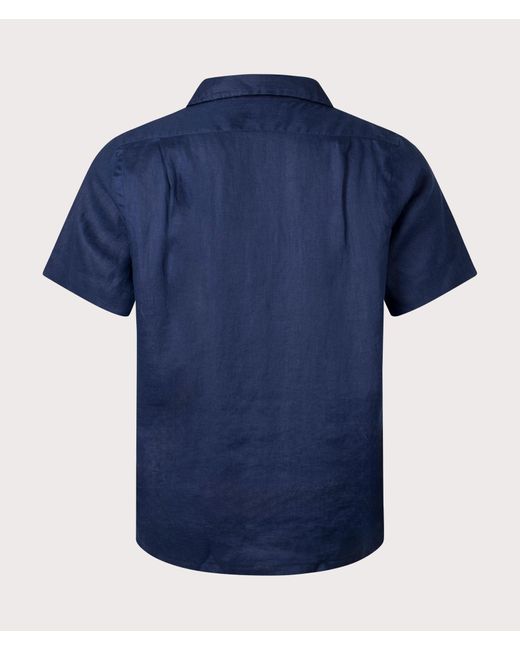Polo Ralph Lauren Blue Linen Short Sleeve Shirt for men