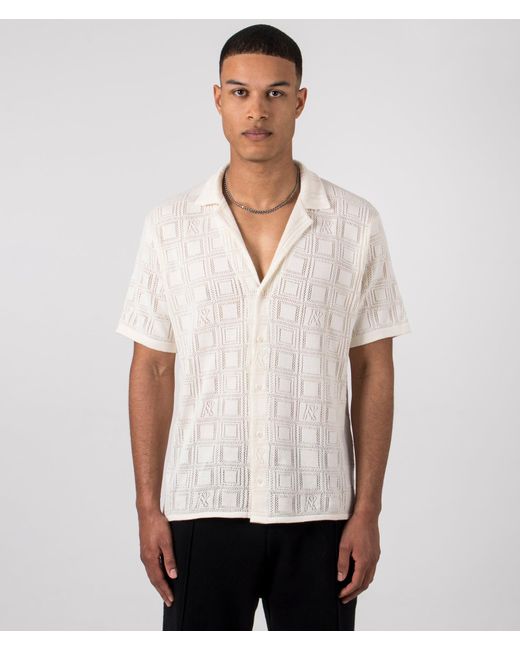 Represent White Lace Knit Shirt for men