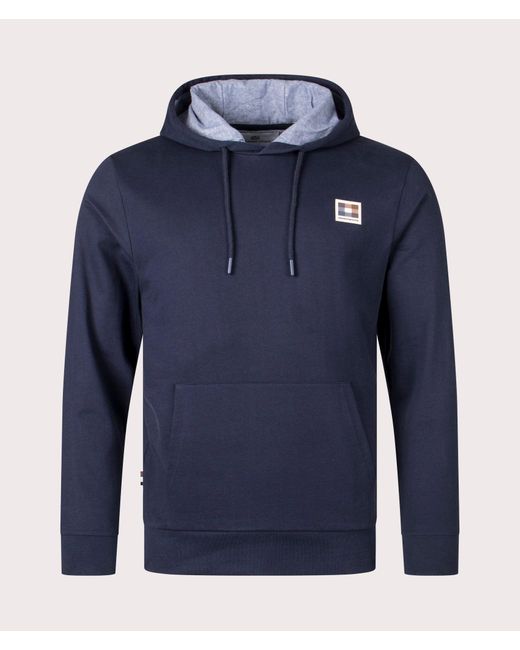 Aquascutum Blue Active Club Check Patch Hoodie for men