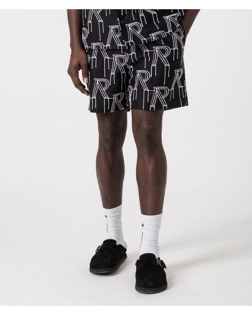 Represent Black Embroidered Initial Tailored Shorts for men