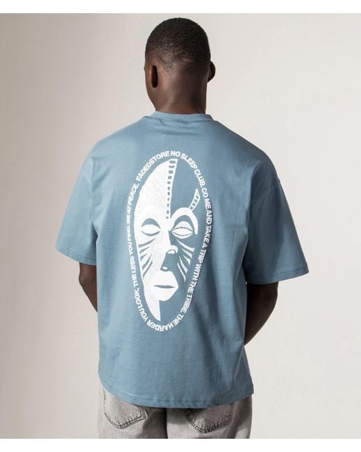 Faded Blue Relaxed Fit Nsc Face T-Shirt for men