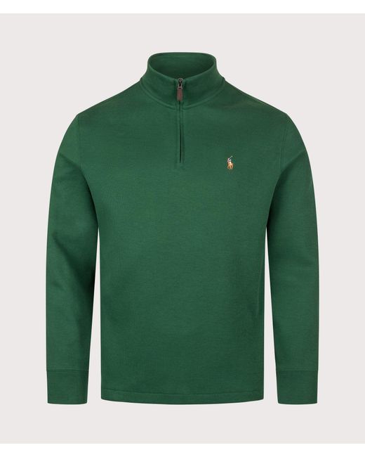 Polo Ralph Lauren Green Loose Fit Estate-Rib Quarter Zip Knit Jumper for men