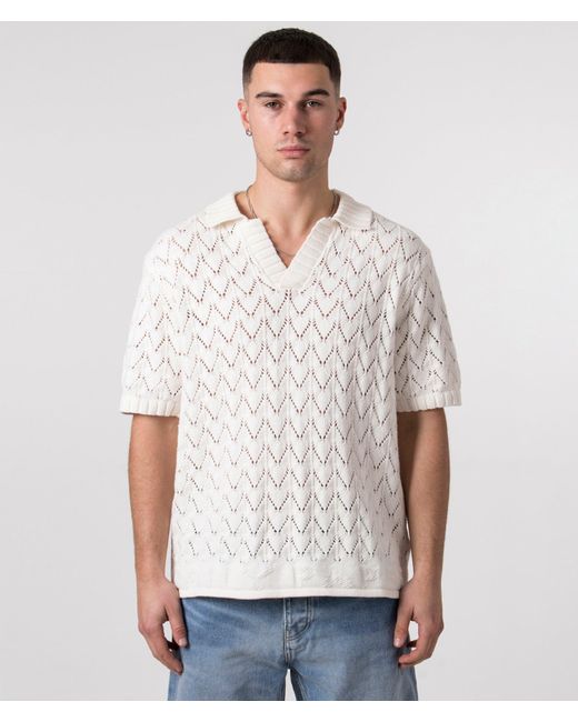 Daily Paper White Relaxed Fit Yinka Knit Polo Shirt for men