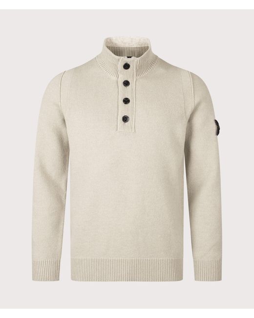 Stone Island Natural Lambswool Button Up Jumper for men