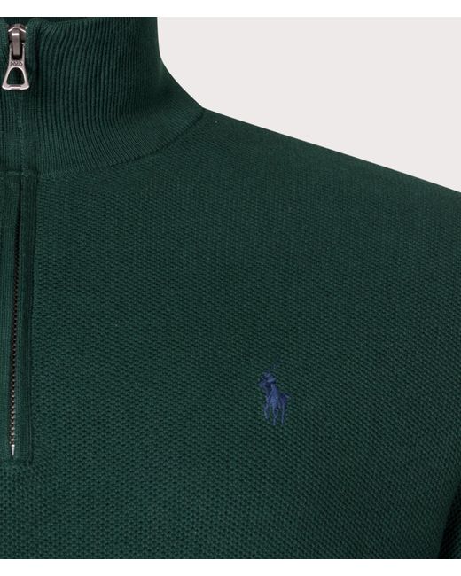 Polo Ralph Lauren Green Quarter Zip Contrast Logo Knit for men