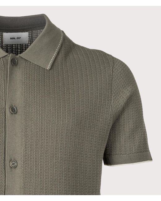 NN07 Green Nalo Knit Textured Stitch Shirt for men
